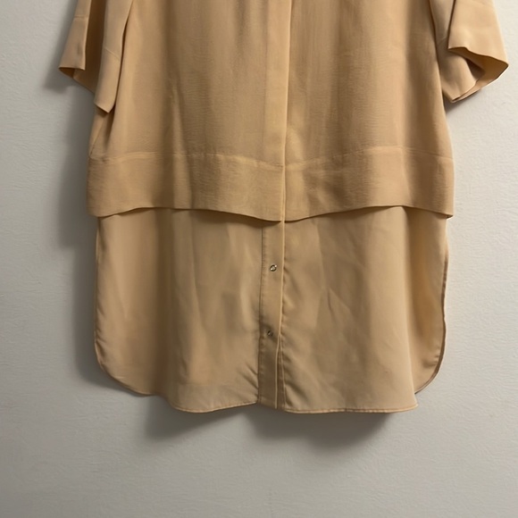 T by Alexander Wang Short Sleeve Button Down Sheer 100% Silk Blouse - Picture 4 of 11